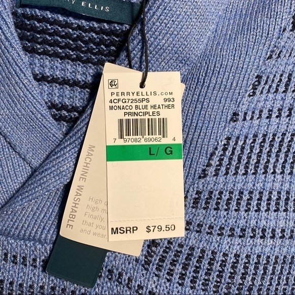 Perry Ellis Men's Marled Shawl Striped Sweater. Size Large - Picture 7 of 7